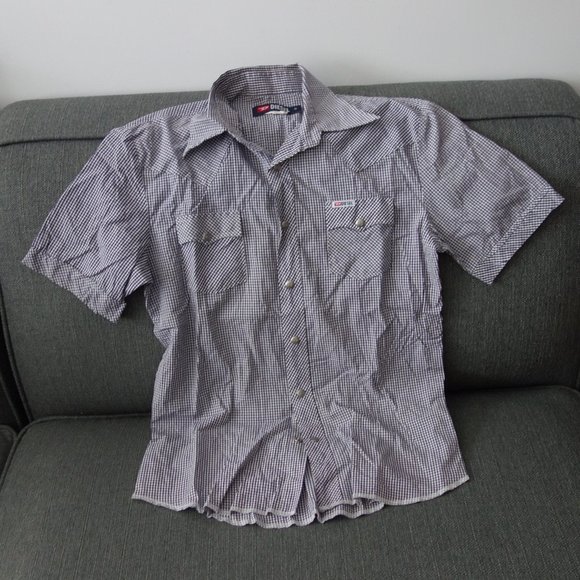 Diesel Checkered Short Sleeve Snap-In Button Down Size S - Picture 1 of 14